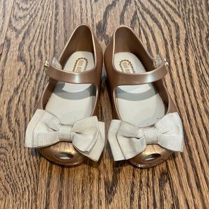 Mini Melissa gold with gold ribbon toddler girl shoes size 6 US